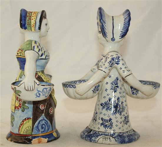 Two Delft figural salt cellars, 19th century(-)